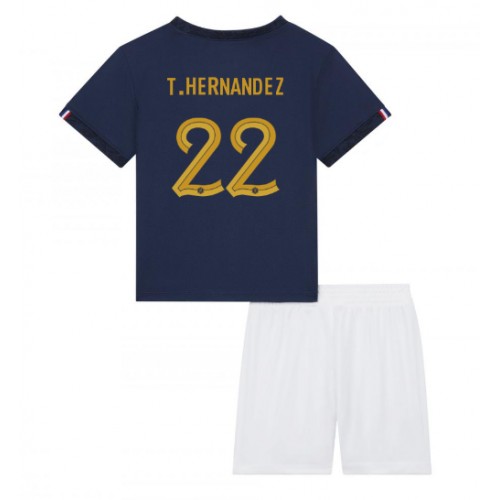 Frankrike Theo Hernandez #22 Hemmaställ Barn VM 2022 Kortärmad (+ Korta byxor)